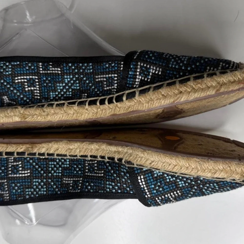 Franco Sarto Blue Woven Espadrille Flats Summer Cruise Coastal Boho Resort